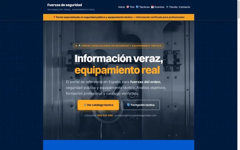 Página web de Fuerzas de Seguridad (Seguridad y táctico) diseñada por Karma Studio