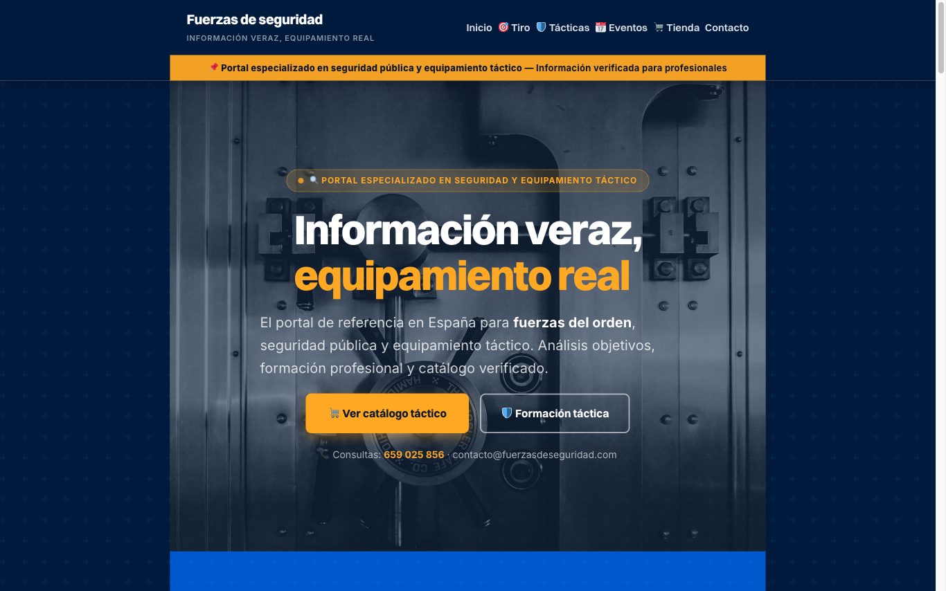 Página web de Fuerzas de Seguridad (Seguridad y táctico) diseñada por Karma Studio